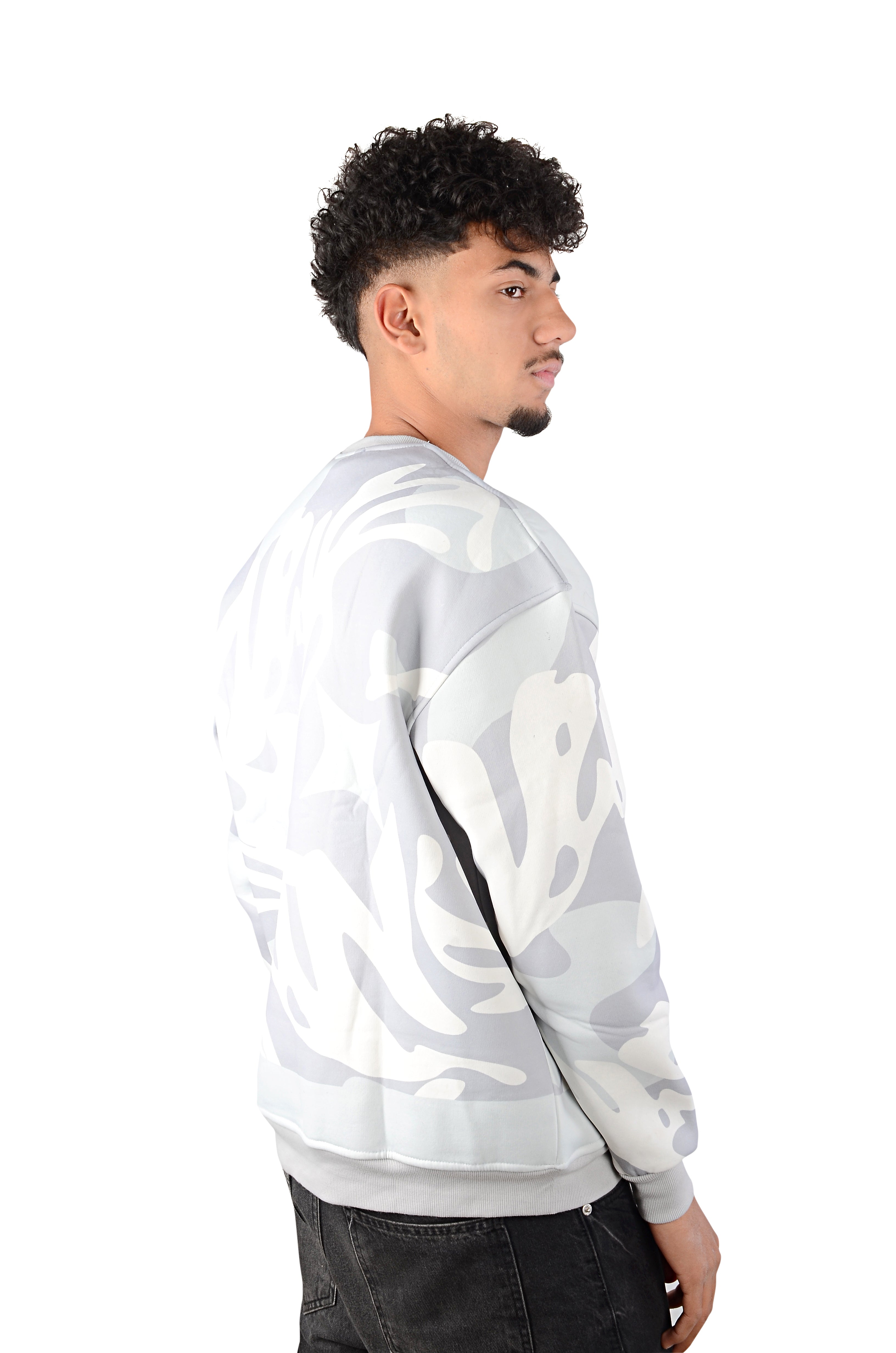 Back View of Ice Smookie Sweatshirt gary and white